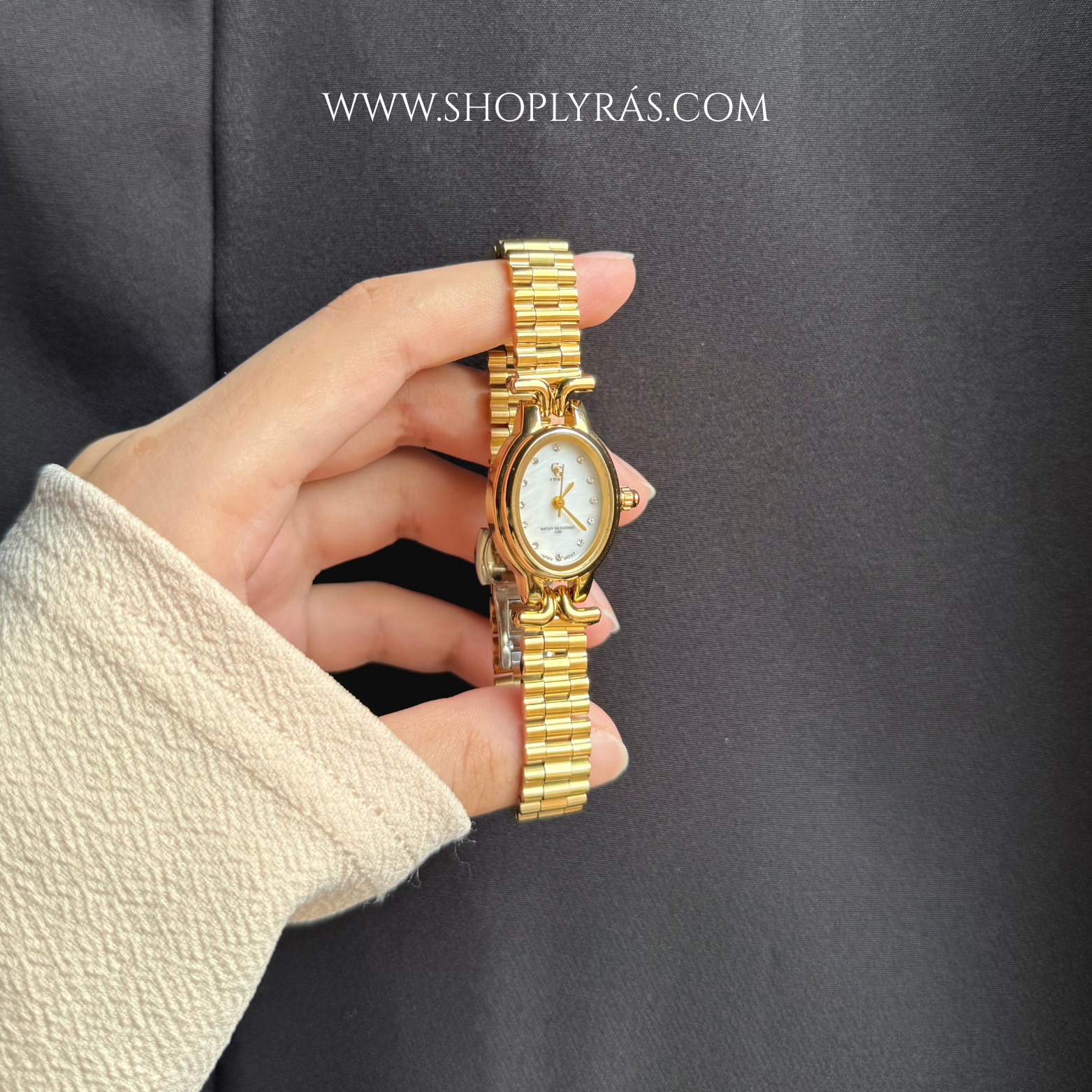 Crystal Studded Golden Watch